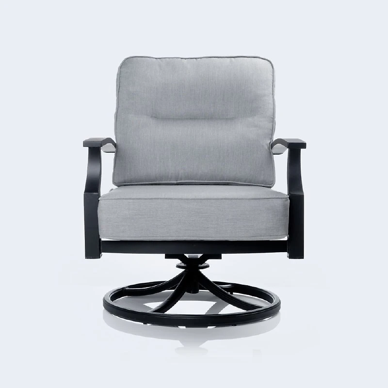Belvedere Aluminum Swivel Club Chair - Black
