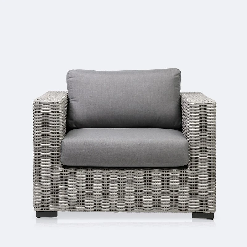 Driftwood Club Chair - Light Grey Wicker/Iron Grey Cushion