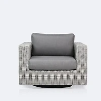 Driftwood Swivel Club Chair - Light Grey Wicker/Iron Grey Cushion