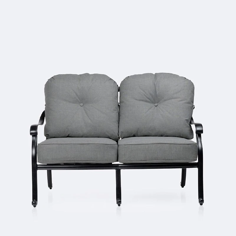 Blanca Loveseat – Black Tippet Frame – Dark Grey Cushions