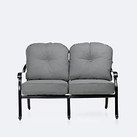 Blanca Loveseat – Black Tippet Frame – Dark Grey Cushions