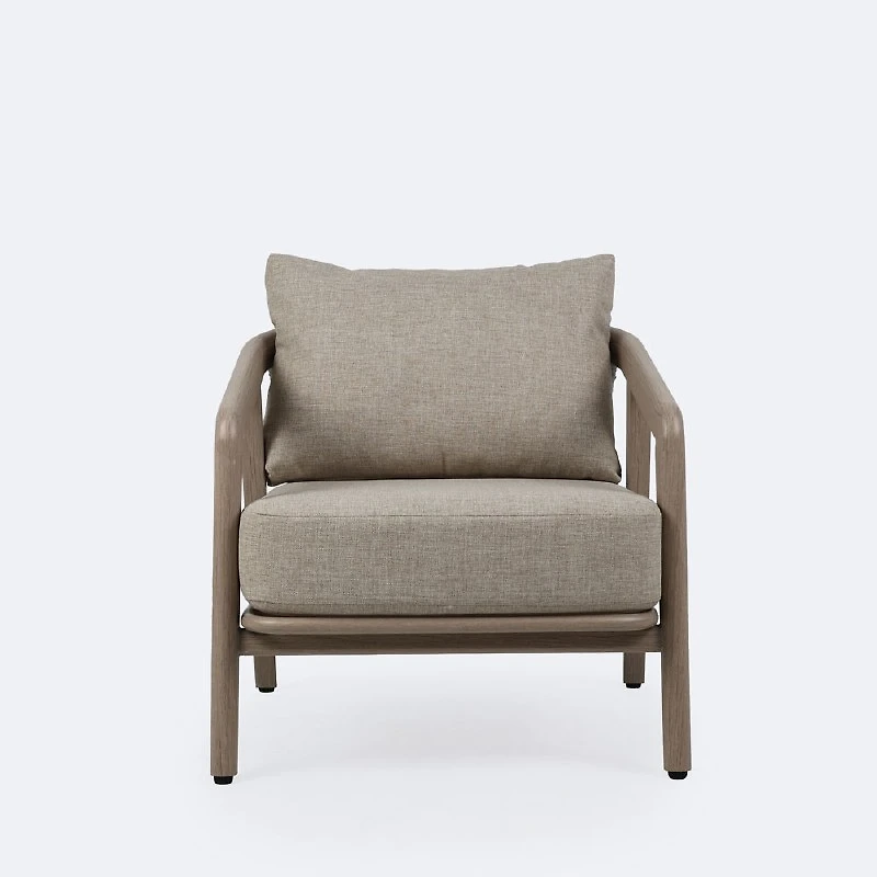 Celine Club Chair - Driftwood Frame, Mushroom Cushions