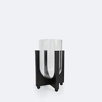 Glass Hurricane on Wooden Base - Medium