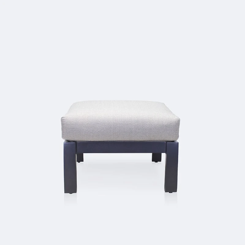 Cole Ottoman - Black Frame - Light Grey Cushion