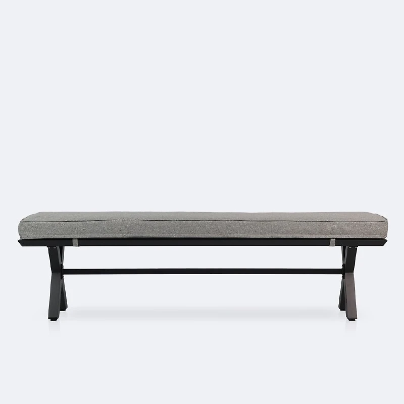 Dakota Bench - Black Frame, Grey Cushion