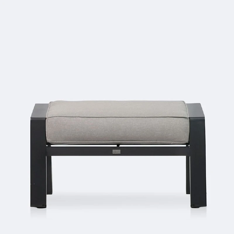 Elloise Ottoman - Black Frame, Grey Clay Cushions
