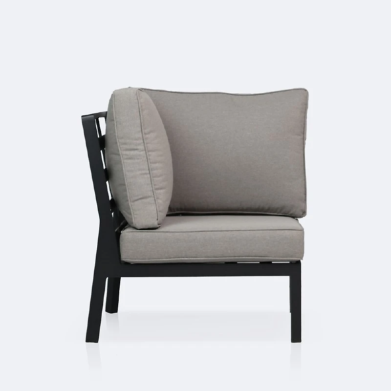 Elloise Corner Chair- Black Frame, Grey Clay Cushions