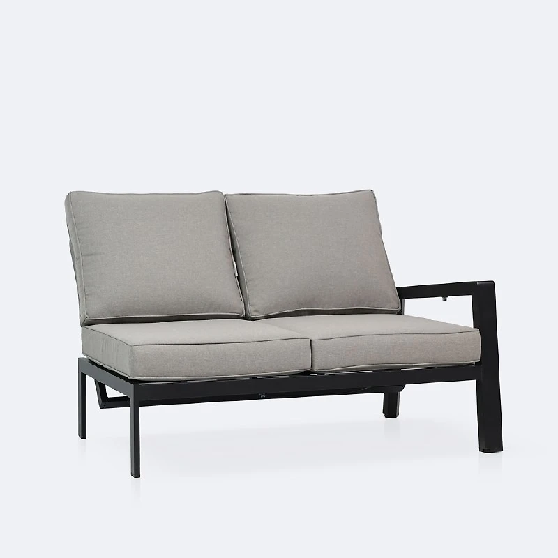 Elloise Right Hand Facing Reclining Loveseat- Black Frame, Grey Clay Cushions