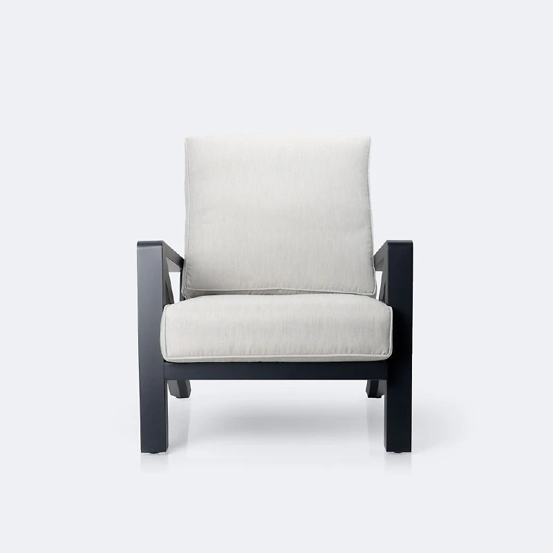 Eros Club Chair, Black Frame, Sand Cushions