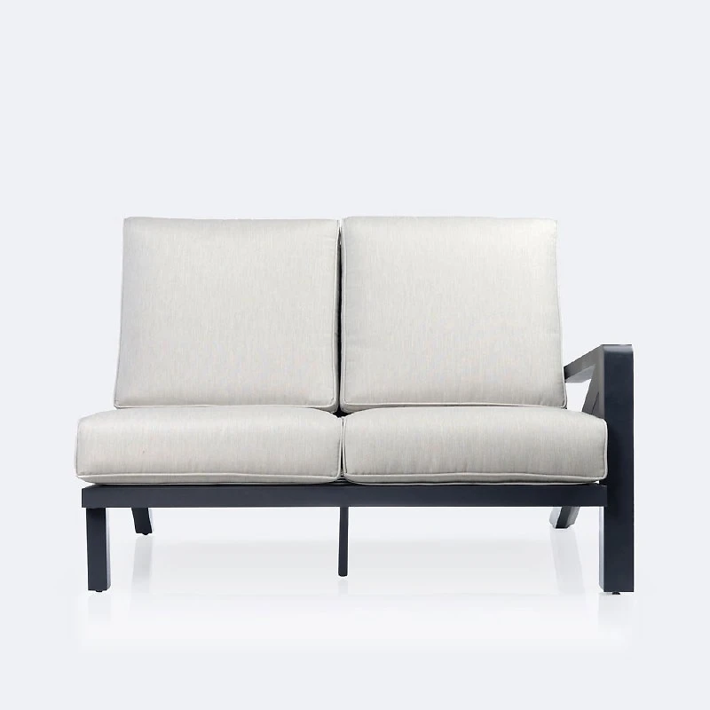 Eros Right Hand Facing Loveseat, Black Frame, Sand Cushions