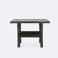 Willow 42" Square Dining Table - Black Top/Brown Mixed Wicker
