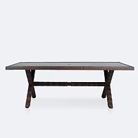Willow 43" x 84" Dining Table - Black Top/Brown Mixed Wicker