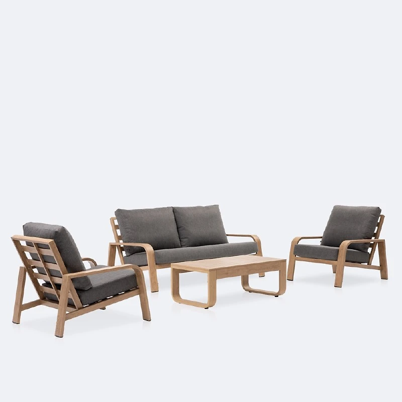 Harbour Conversation Set - Woodlook Frame - Dark Grey Cushions