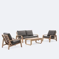 Harbour Conversation Set - Woodlook Frame - Dark Grey Cushions