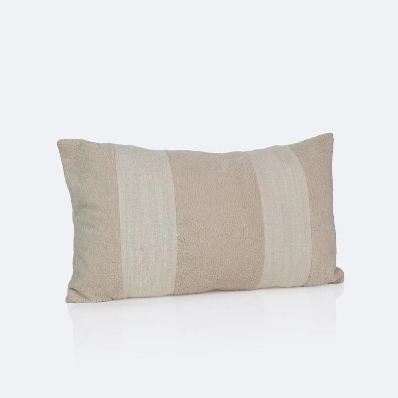 12"x20" Throw Pillow - Ivory Boucle Stripes