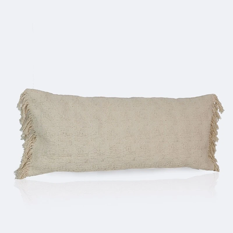 12"x28" Throw Pillow - Beige with Fringe