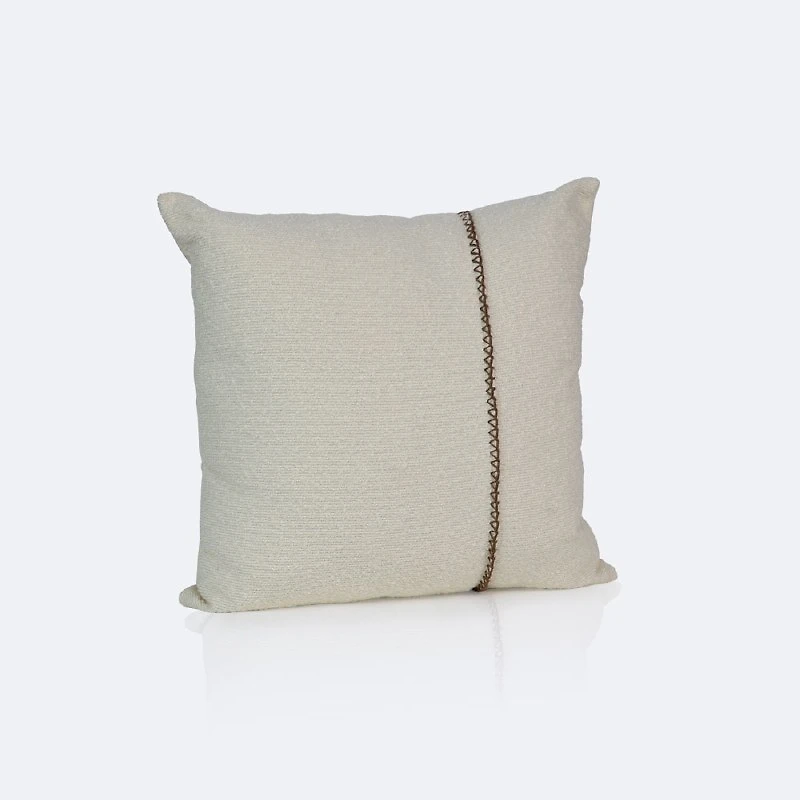 18"x18" Throw Pillow - Ivory Boucle with Stitching