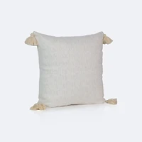 18"x18" Throw Pillow - Beige with Tassels