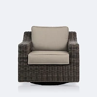 Hampton Swivel Club Chair - Taupe Mixed Wicker/Beige Cushion