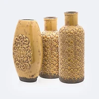 Ceramic Mustard Floral Vase