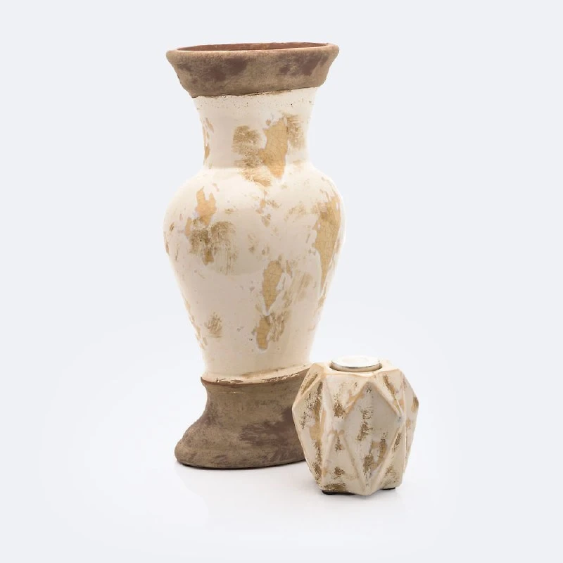Ceramic Cream and Brown Vase
