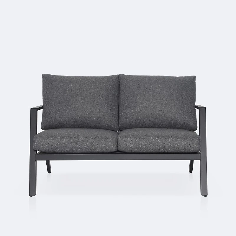 Kyoto Loveseat - Black Frame - Charcoal Cushions