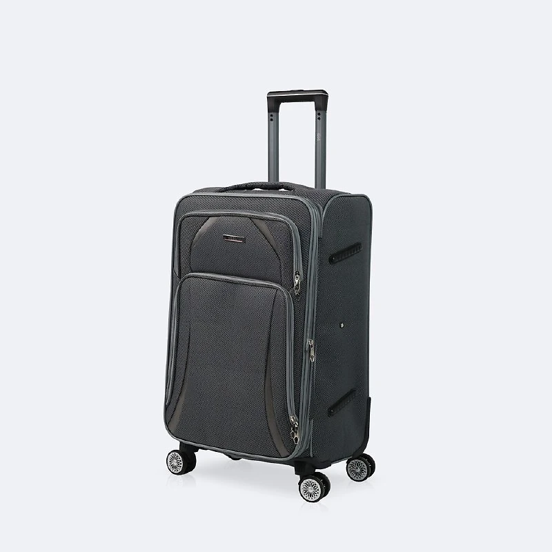 4-Piece Soft Side Spinner Wheels Luggage Set- Grey