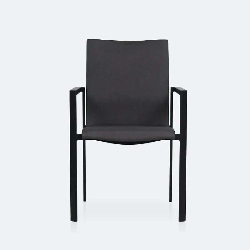 Manhattan Sling Padded Chair - Black Frame / Sunbrella Logan Graphite Sling