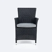Metro Dining Chair w/ Cushion - Black Wicker