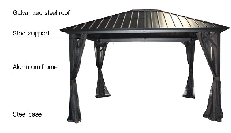 10'x12' Metal Hard Top Gazebo