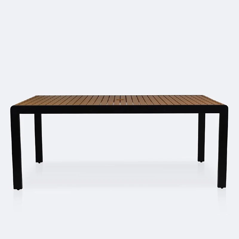 Napa Dining Table - Black Frame - Wood-look Slat Table Top