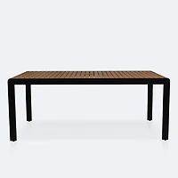 Napa Dining Table - Black Frame - Wood-look Slat Table Top