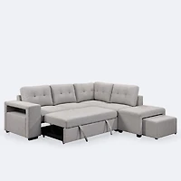 Optimo Storage Sectional With Pull Out Sleeper and Ottomans