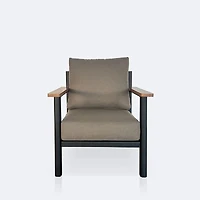 Rumi Club Chair - Woodlook/Black Frame / DotBella Truffle Cushion