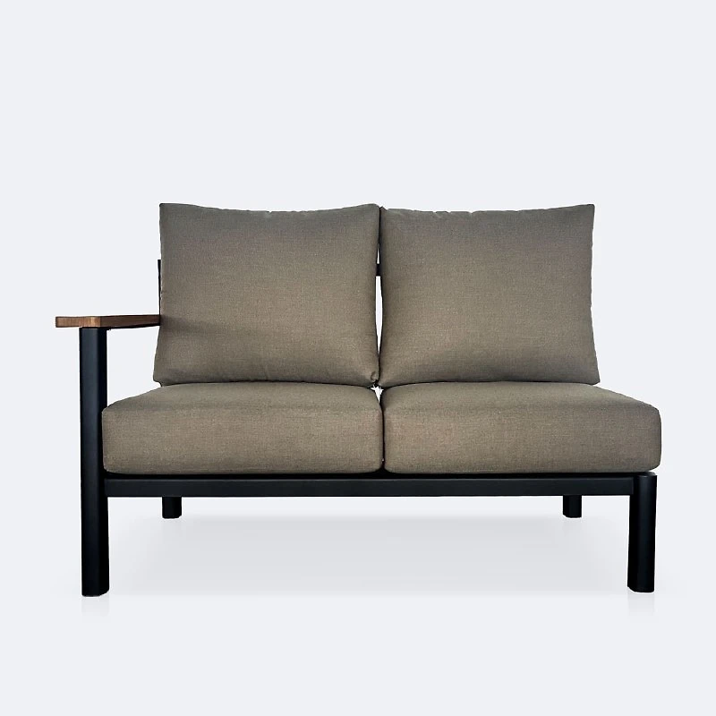 Rumi LHF Loveseat - Woodlook/Black Frame / DotBella Truffle Cushion