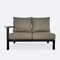 Rumi LHF Loveseat - Woodlook/Black Frame / DotBella Truffle Cushion