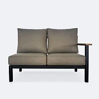 Rumi RHF Loveseat - Woodlook/Black Frame / DotBella Truffle Cushion