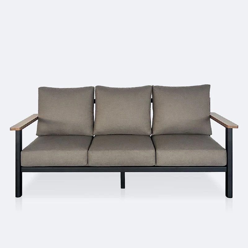 Rumi Sofa - Woodlook/Black Frame / DotBella Truffle Cushion