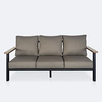 Rumi Sofa - Woodlook/Black Frame / DotBella Truffle Cushion