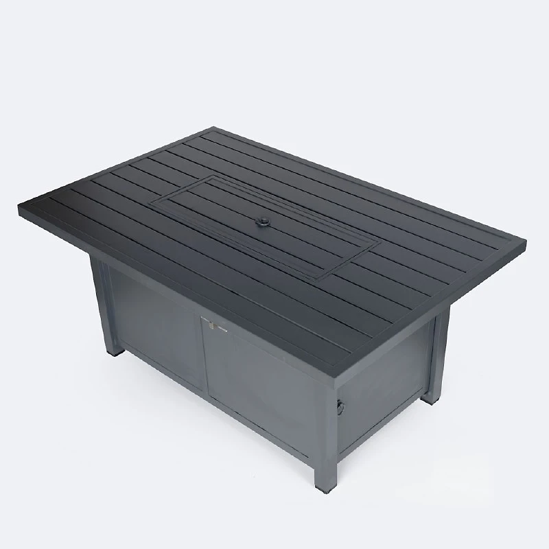 Shoreline 36"x56" Rectangular Firepit Table - Dark Grey
