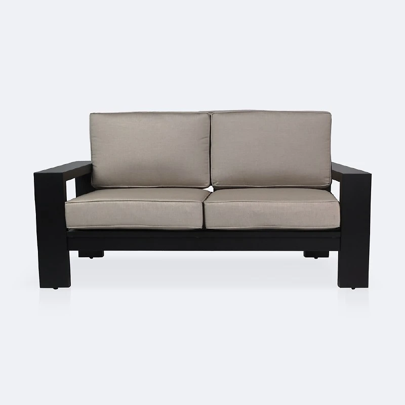 Shoreline Loveseat - Black Frame, Cast Shale Cushions