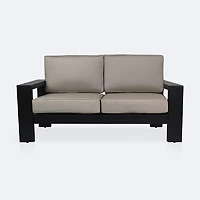 Shoreline Loveseat - Black Frame, Cast Shale Cushions