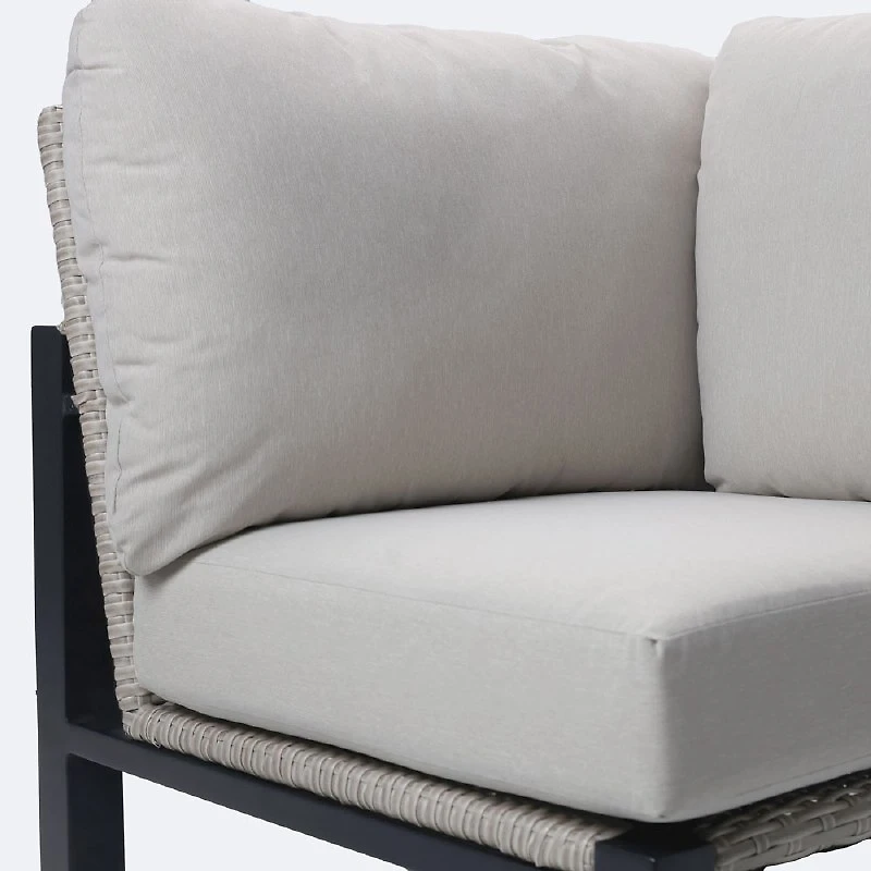 Troy Corner Chair - Black Frame - Beige Cushions
