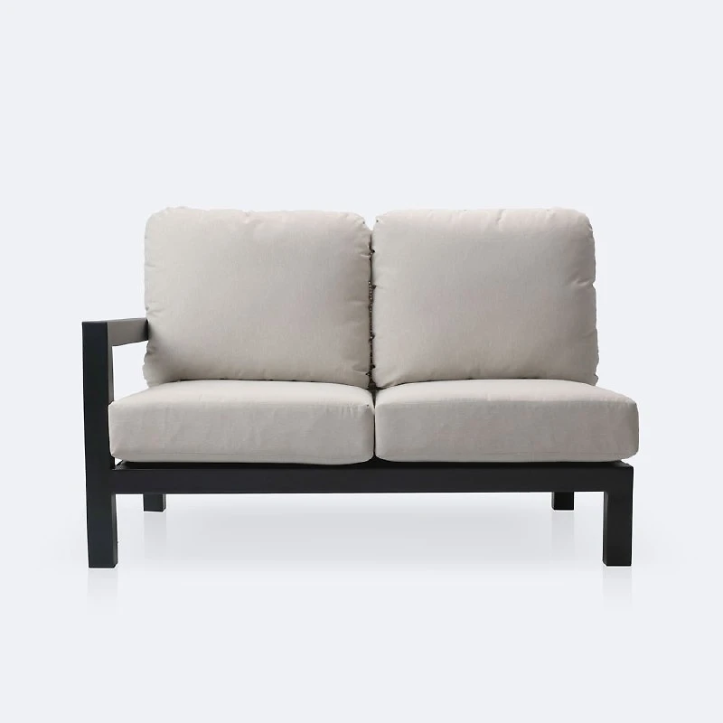 Troy Left Hand Facing Loveseat- Black Frame - Beige Cushions