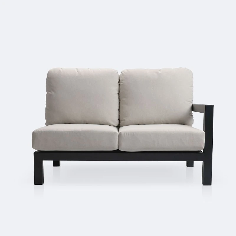 Troy Right Hand Facing Loveseat- Black Frame - Beige Cushions