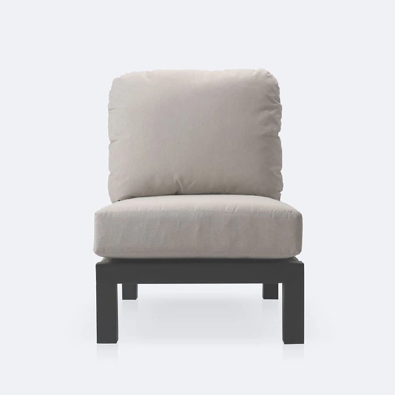 Troy Side Chair- Black Frame - Beige Cushions