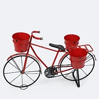 Decorative Metal Bicycle Planter - Red