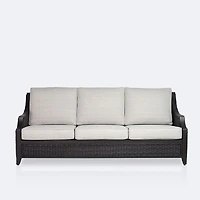 Vienna Sofa - Brown Frame/Wicker, Linen Cushions