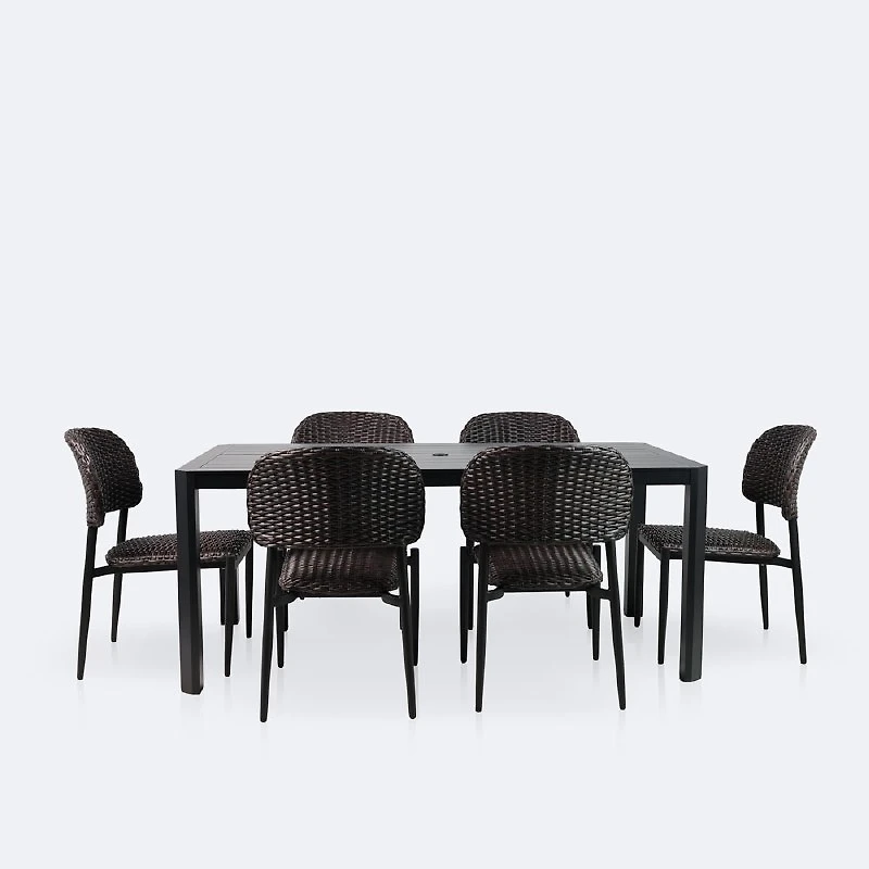 Austin Dining Set - 6 Seats- Black/Brown