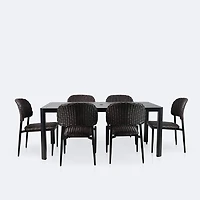 Austin Dining Set - 6 Seats- Black/Brown